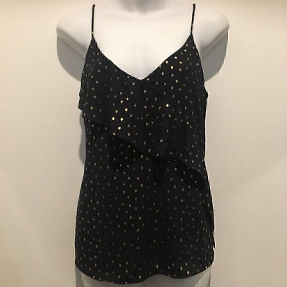 Zara navy and gold polka dot camisole with diagonal ruffle detail - Picture 7 of 7